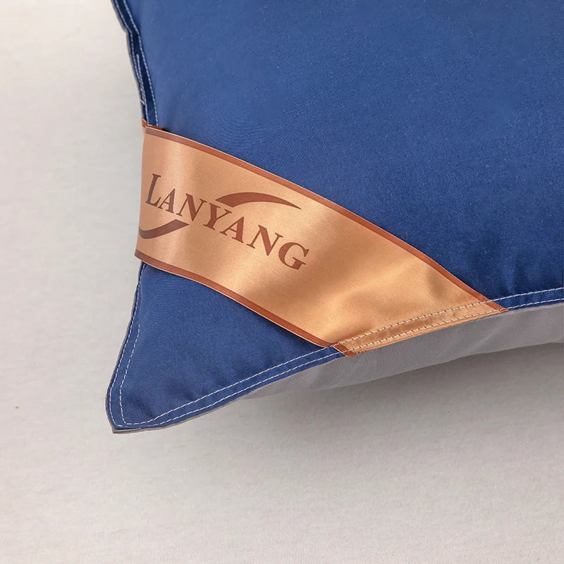 Luxurious high-quality double seam blue gray 2-color splicing pillow, high rebound5star hotel pillow, home bedroom sleep pillow