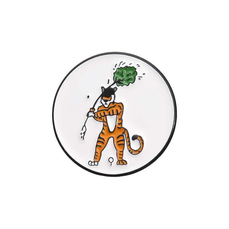 Magnetic Golf Ball Marker Hat Clips Funny Cartoon Print Accessories for Golf Cap Metal Decorative Jewelry Gift for Golf Lover