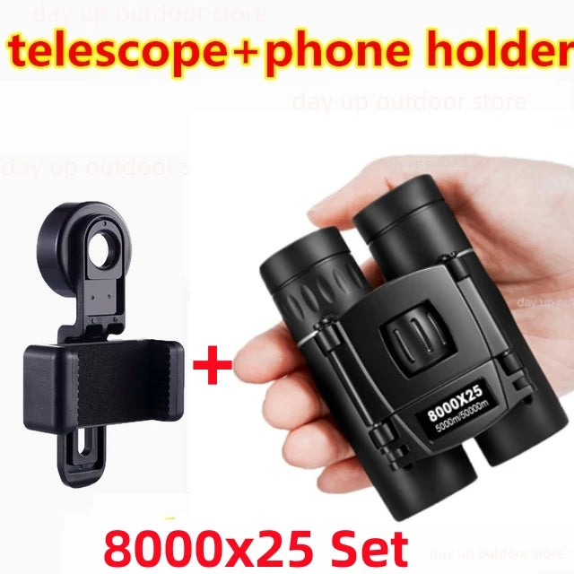 9000x25 HD Zoom Portable Powerful Binoculars Long Range BAK4 Telescope Jumelles Folding Optics for Outdoor Hunting Camping