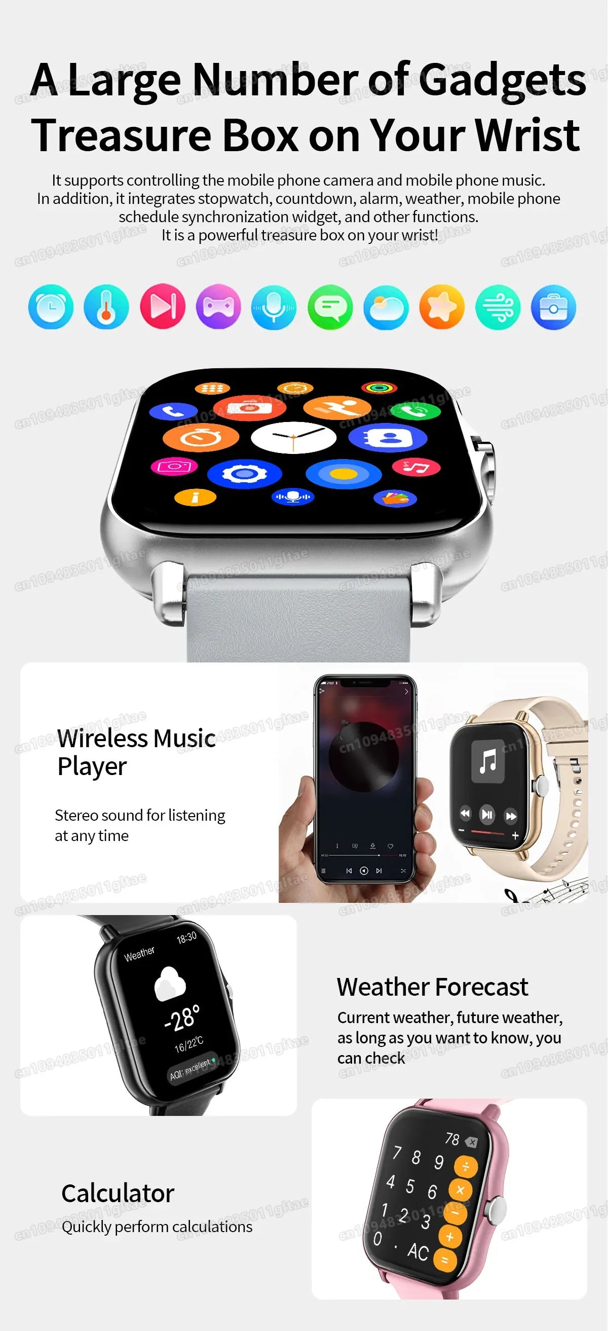 New Smartwatch BT Call Health&Sleep Monitoring 1.80''HD Screen Kids Smart Watch Waterproof Fashoin Sports Bracelet For Women Men
