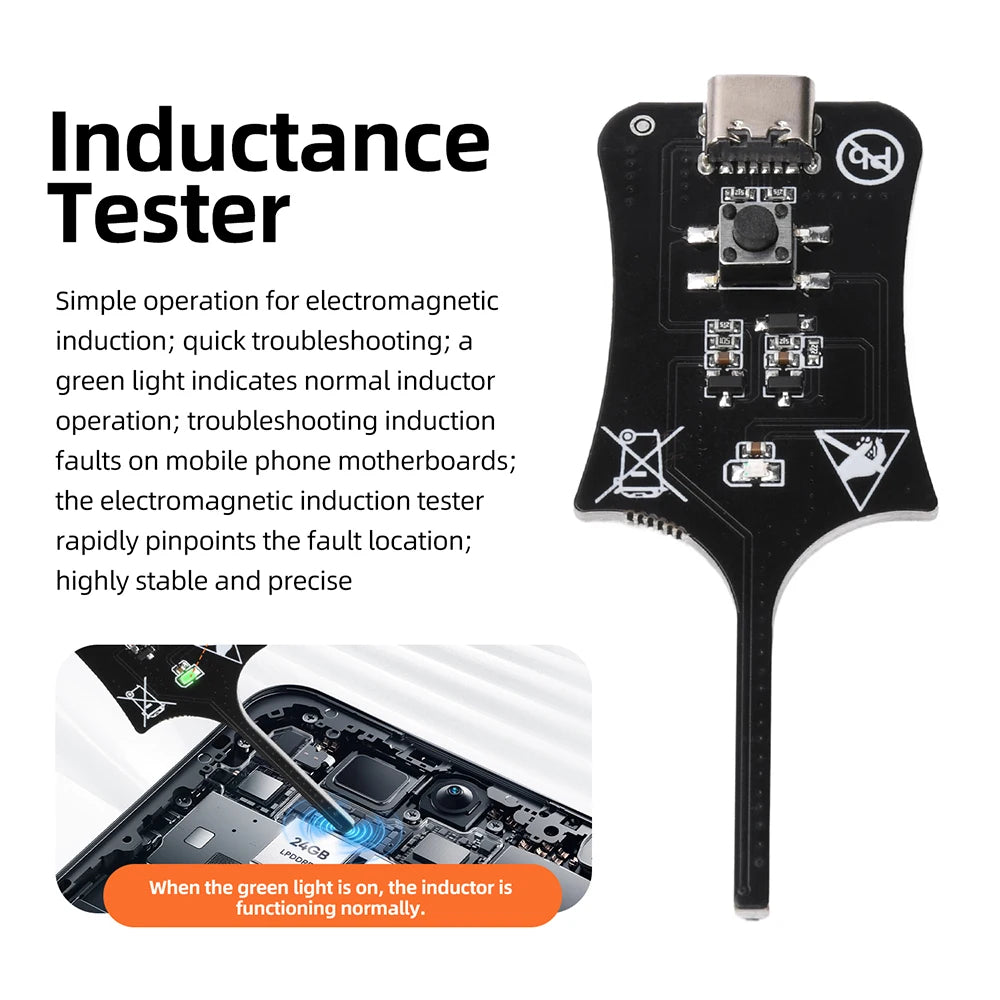 Type-C Inductance Tester Electromagnetic Non-Contact Fault Detection for Phones PCB Motherboard Repair Diagnostics Tool