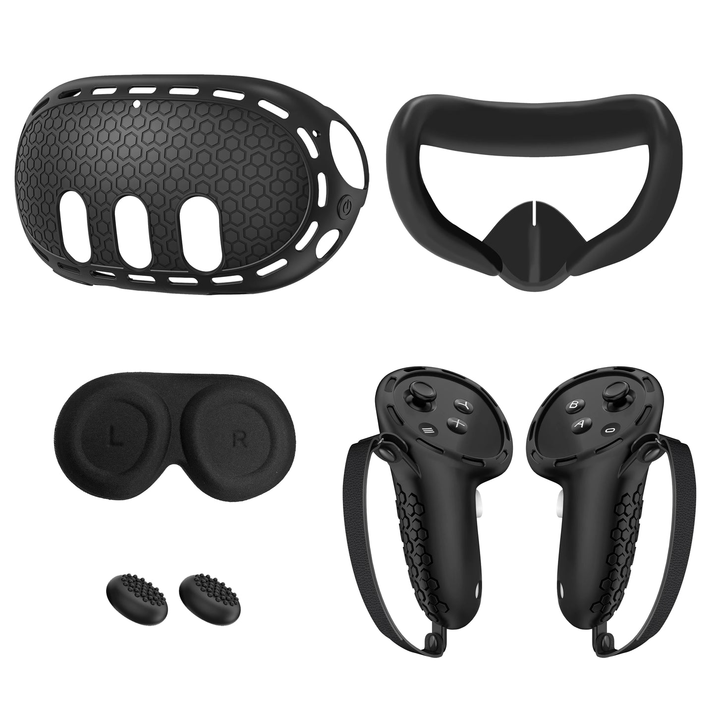 VR Accessories for Meta Quest 3, 4 in 1 Silicone Protective Case Set for Quest 3,Controller Grip Cover,VR Shell Cover,Face Cover