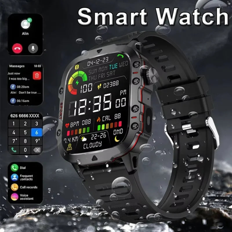 2026 New Smart Watch Men Bluetooth Calling Fitness Tracker LED Flashlight Sleep Monitor Sports Smartwatch For Android iOS
