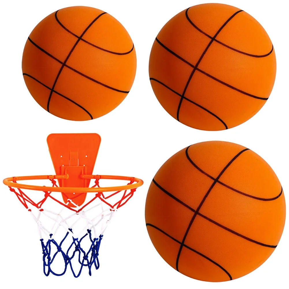 Kids Indoor Silent Basketball Ball 24/21/18cm High-Resilience Foam Silent Basketball Size 7 Lightweight Small Basketball Basket