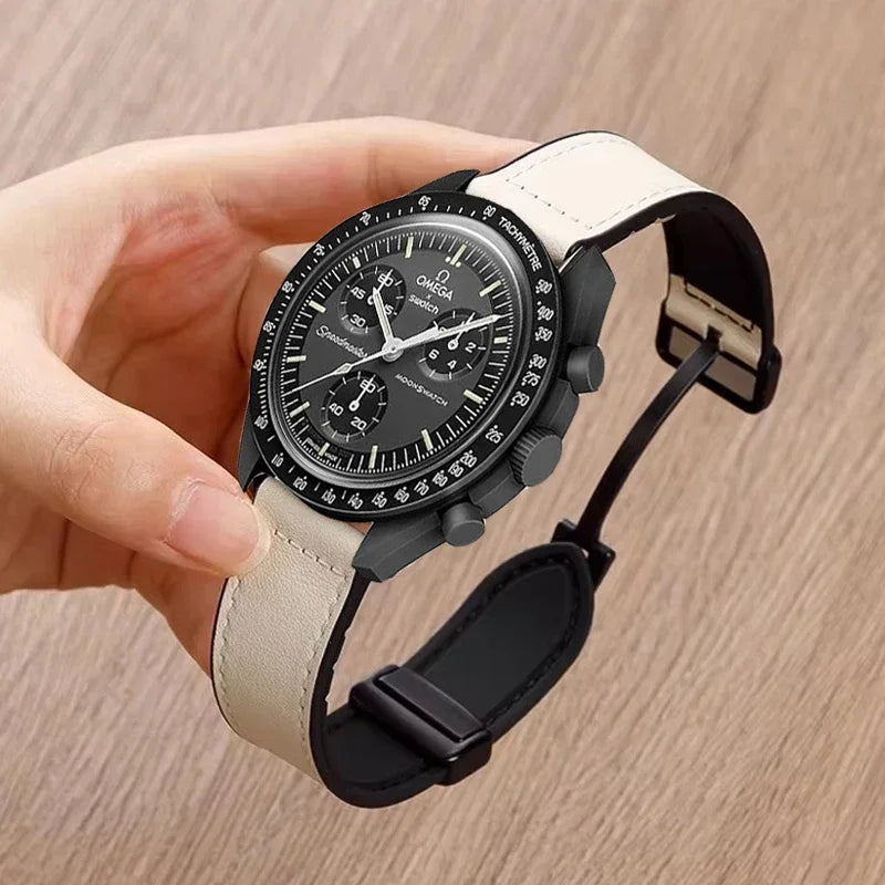 Leather+Silicone Strap For Omega X Swatch Joint MoonSwatch 20mm 22mm Magnetic Band For Xiaomi Watch S4 S3 S2 S1/Huawei GT2 3 4 5