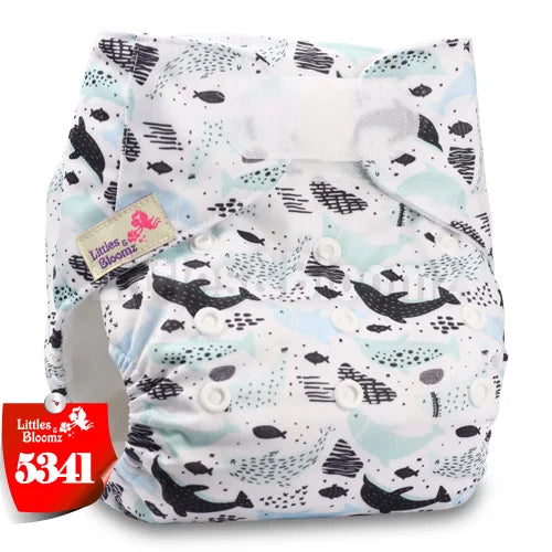 [Littles&Bloomz] Baby Washable Reusable Real Cloth STANDARD Hook-Loop Pocket Nappy Diaper Cover Wrap, suits Birth to Potty