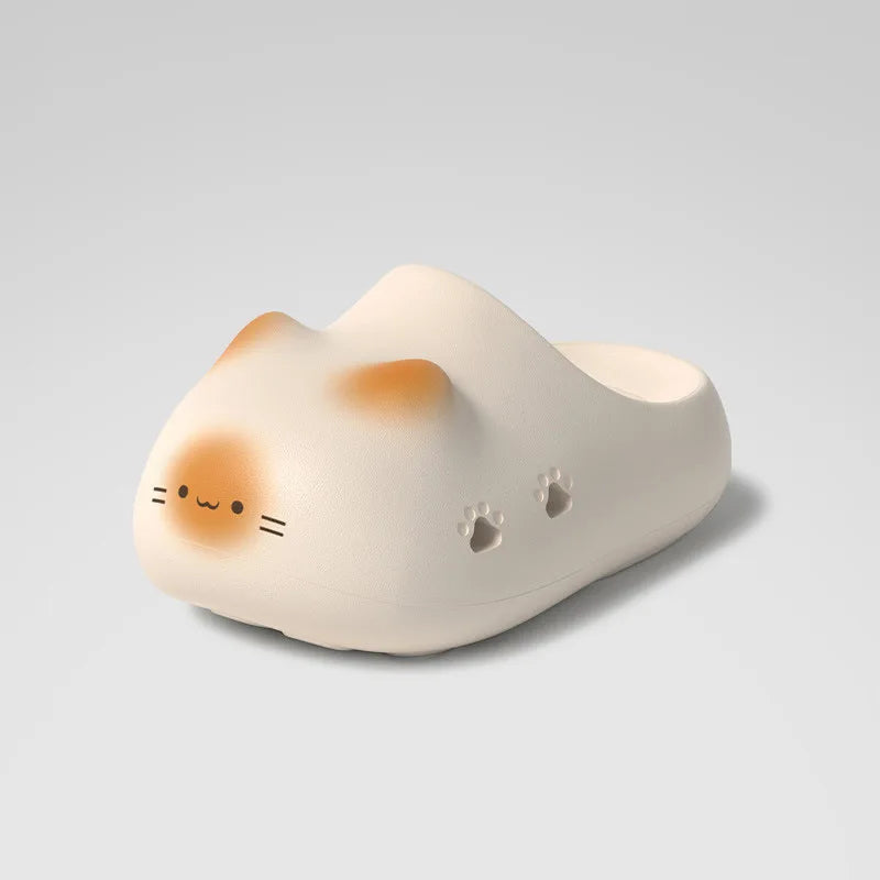 Kawaii Kitty Designer Slippers Women's Bottom Cat Paw Shoes Winter Warm Waterproof Mules Clogs Woman Kitten Home Slipper Adult