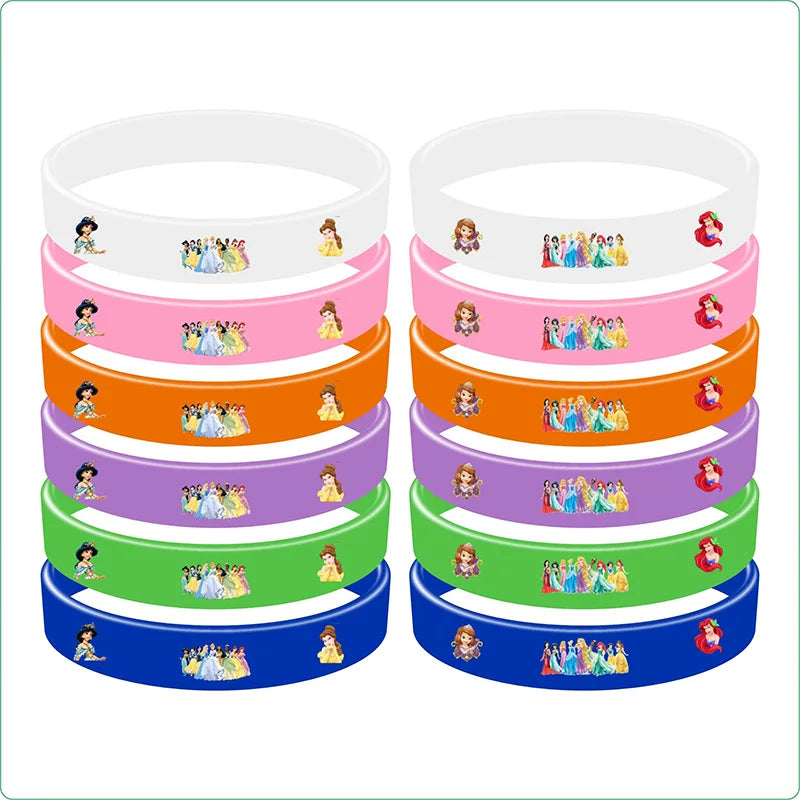 Princess Theme Party Favors Supplies Slap Bracelets Keychain Straw Stamp for Girls Birthday Decration Goodie Bag Gifts Fillers