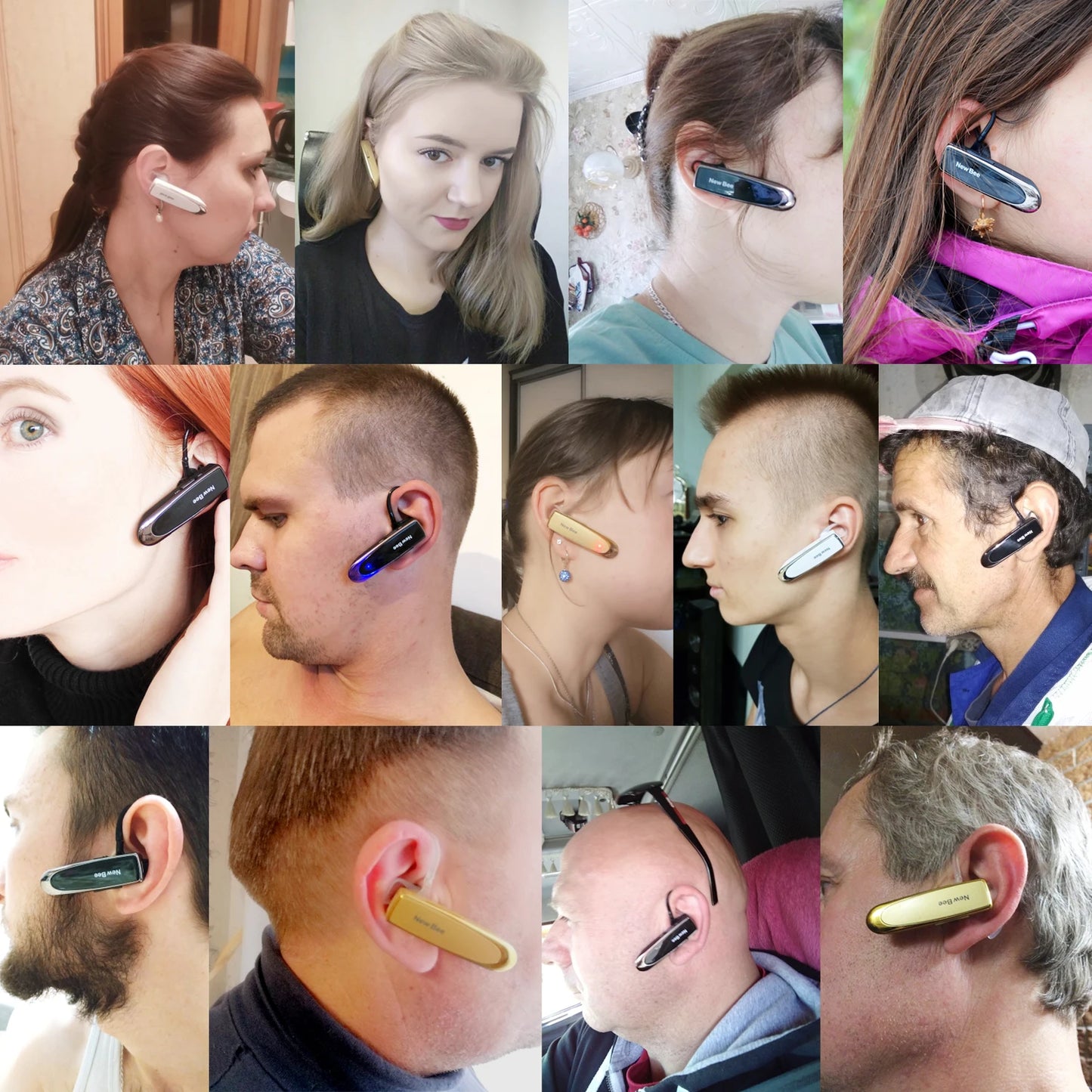 New Bee Bluetooth Headset Wireless Earphones Headphones with Mic 24Hrs Earbuds Single Earpiece Mini Handsfree for Driver Office