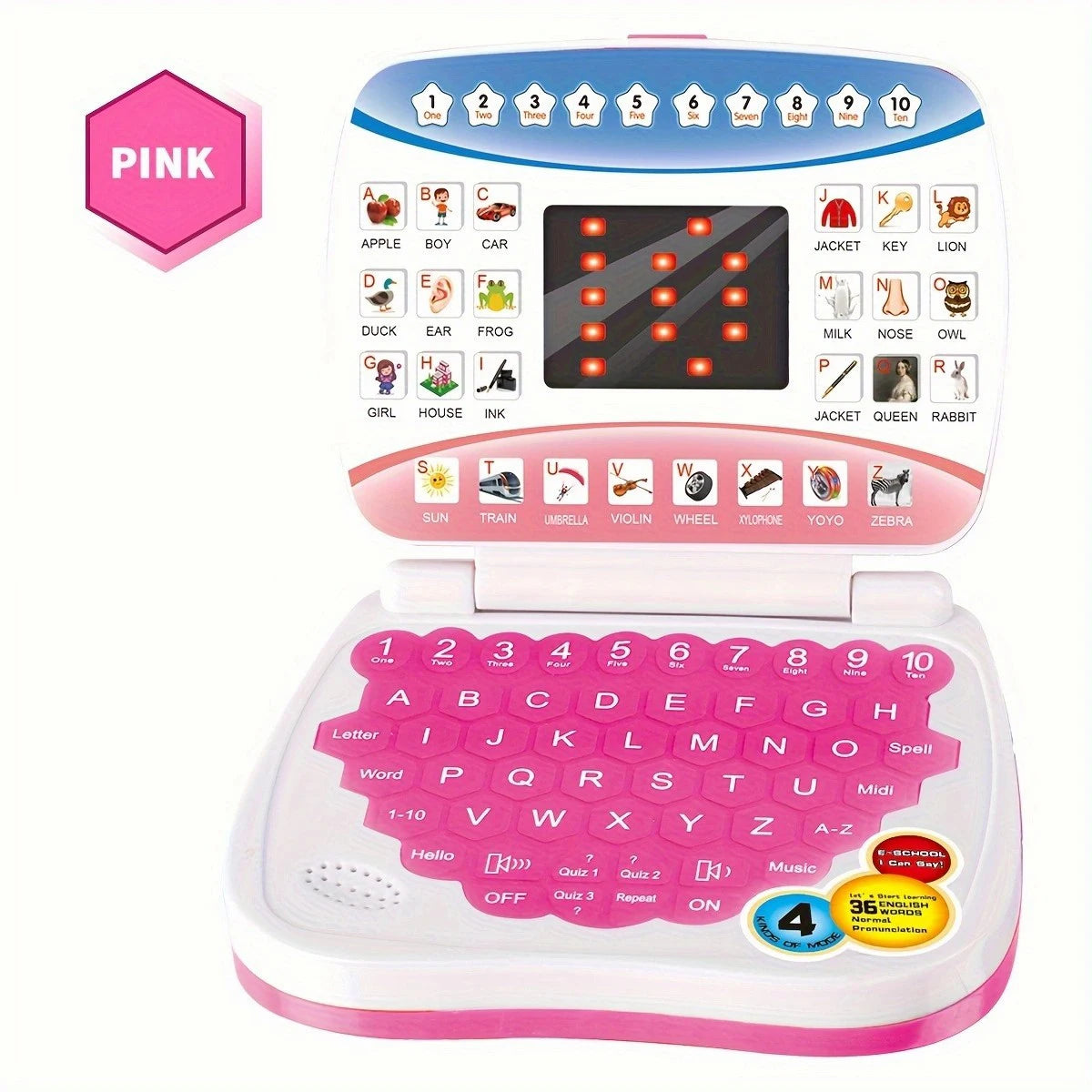 Electronic mini learning computer toy, alphanumeric music function, children's puzzle early education gift (excluding battery)