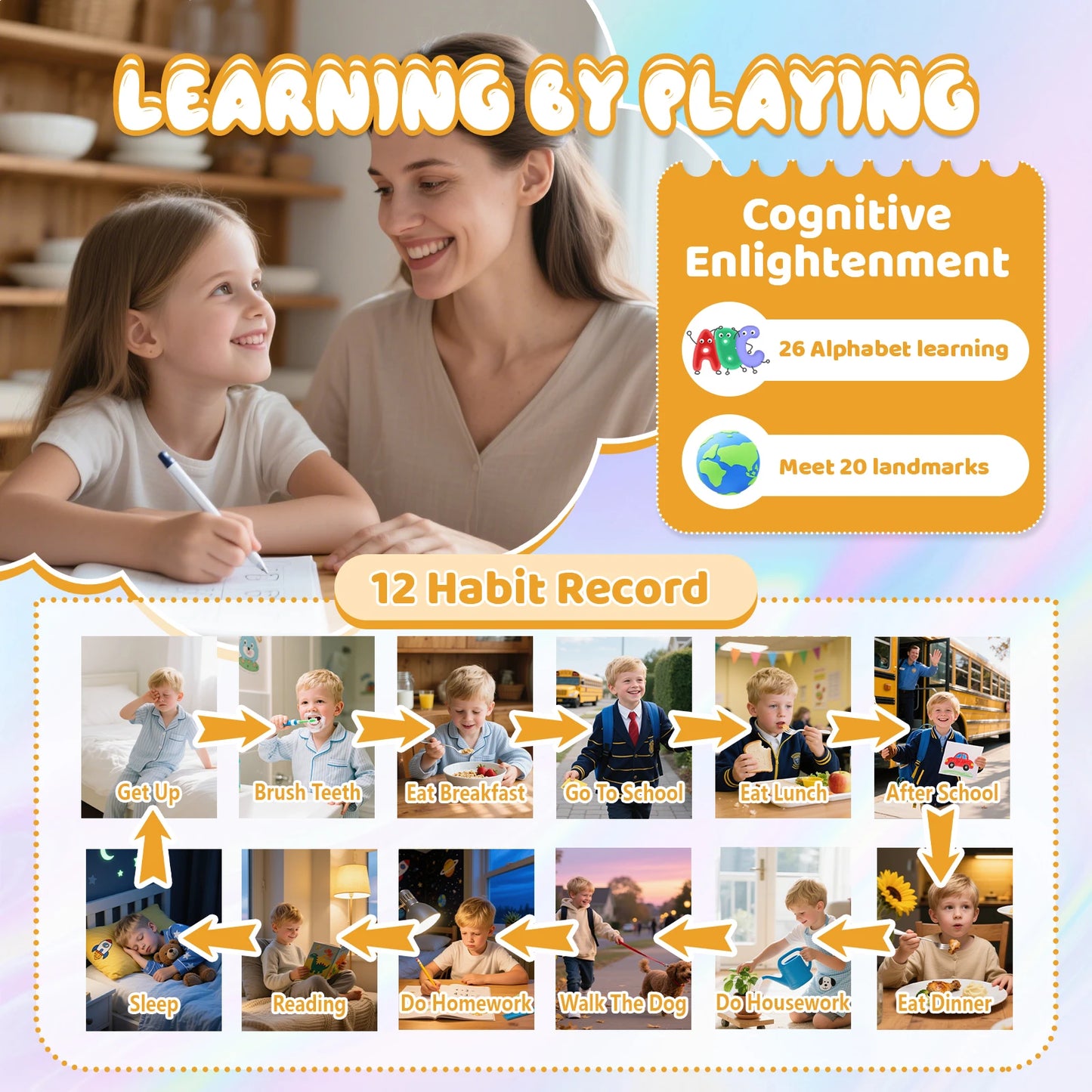 Kids Smart Phone Toy with Dual Camera Educational Games Music Player Safe Mode Best Birthday Gift HD 1080P Kids Camera Toys