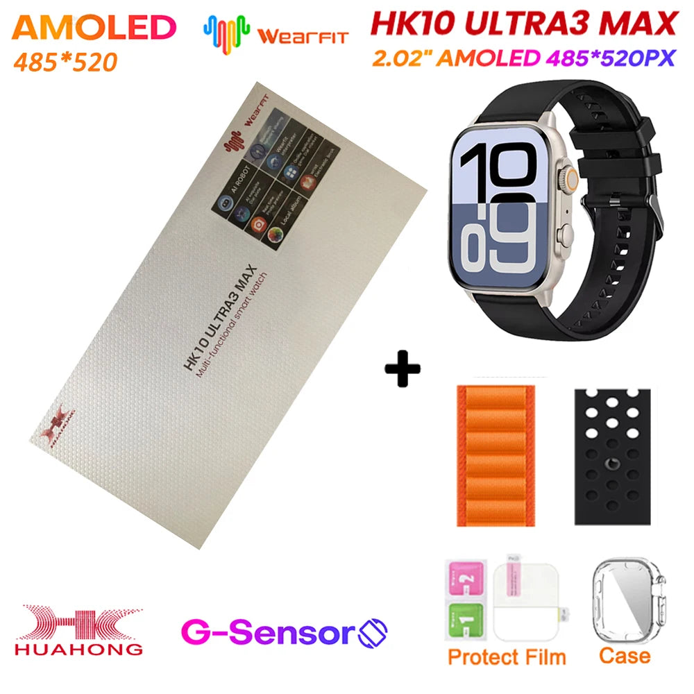 Original HK10 Ultra 3 MAX SmartWatch 2025 For Man Women 49mm HD AMOLED 4GB ROM AI ROBOT NFC GPS Smart Band Watch For IOS Android