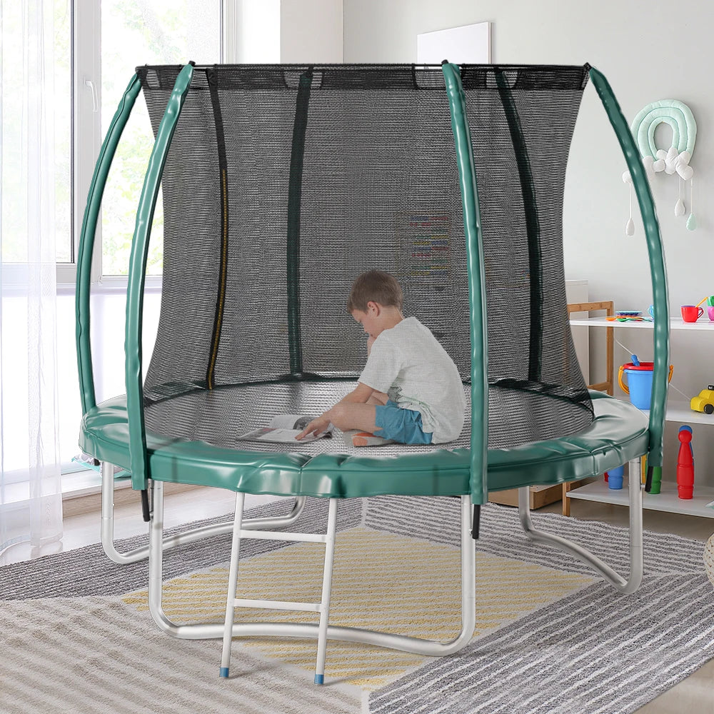 【Breeins】Outdoor Enclosure Trampoline with Ladder Exercise Workout Rebounder Sport Trampoline Handle Adults Jumping Training