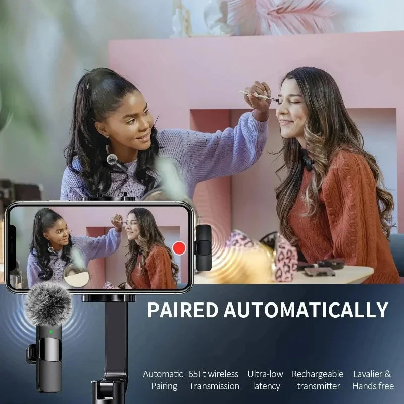 Lenovo Pink Wireless Lavalier Microphone for iPhone Android PC Live Gaming Phone Portable Audio Video Recording Vlog Microphone