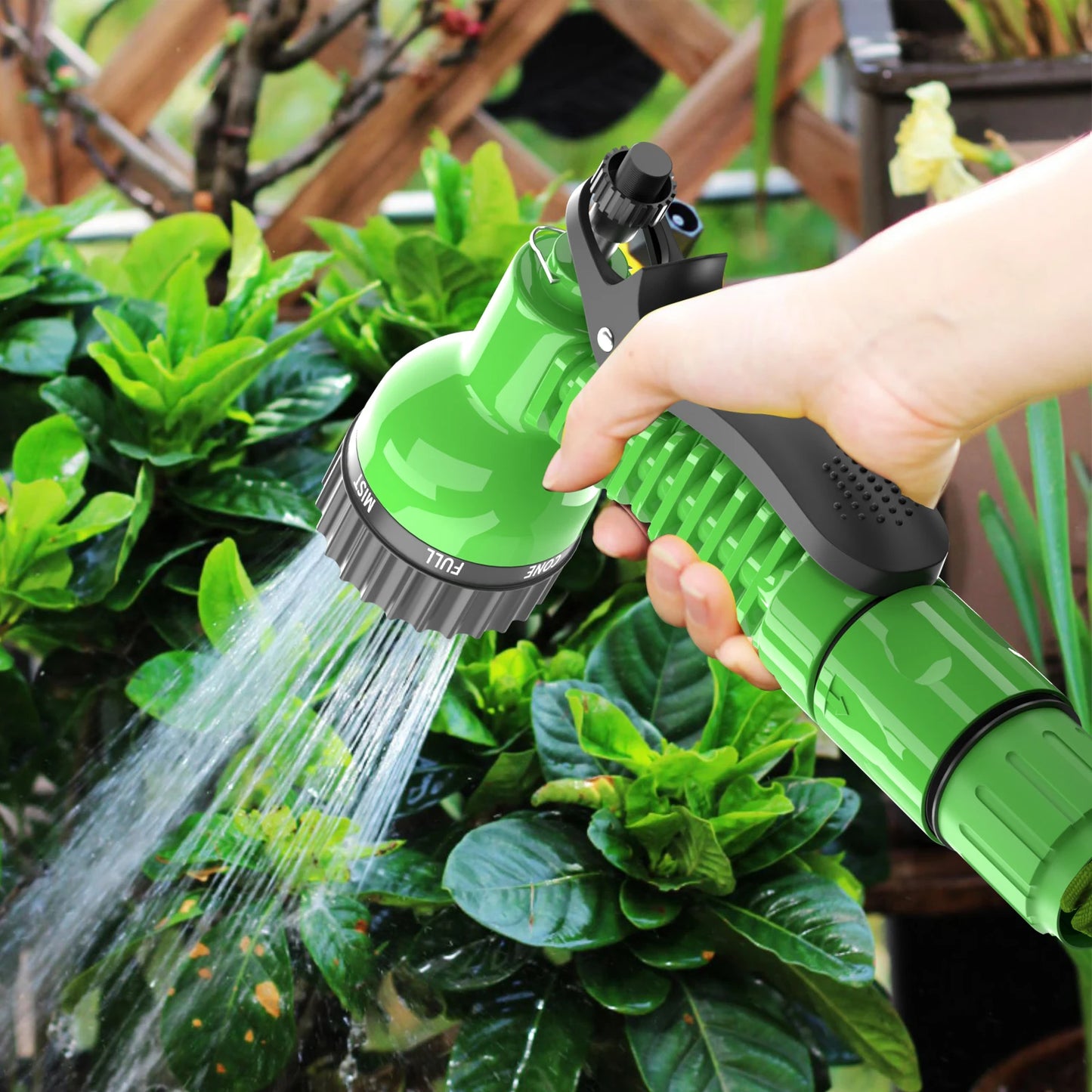 BRIEFNESS Retractable Garden Hose Heavy Duty 3X Flexible Anti Kink Water Pipe 7 Function Nozzle for Car Wash Garden Irrigation
