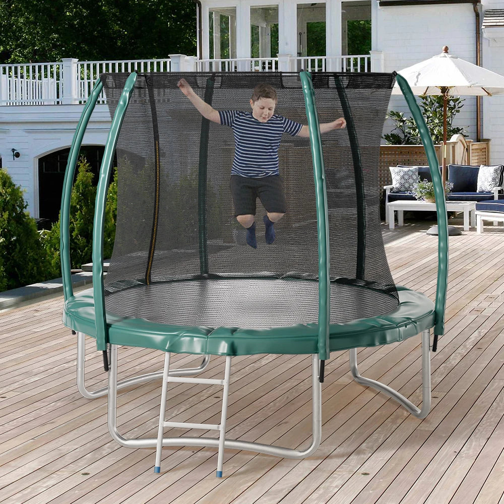 Voltsify 10FT Outdoor Enclosure Trampoline with Ladder, 305cm Dia x 240cm H