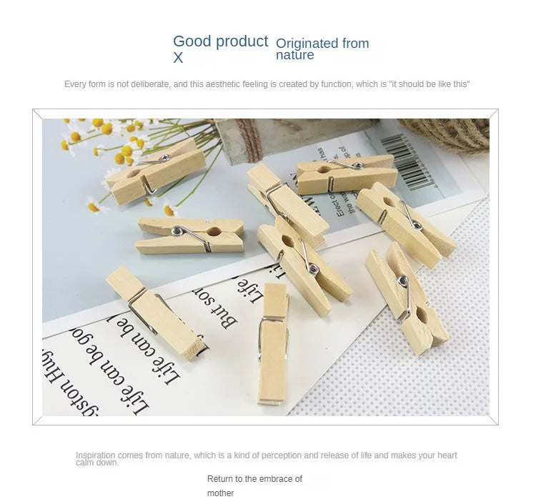 Mini 25mm Natural Wood Clip Clothes Organizer Photo Clip Clothespin Clothespin Wedding Party Wooden Clip  Pendant 10/100 Pcs