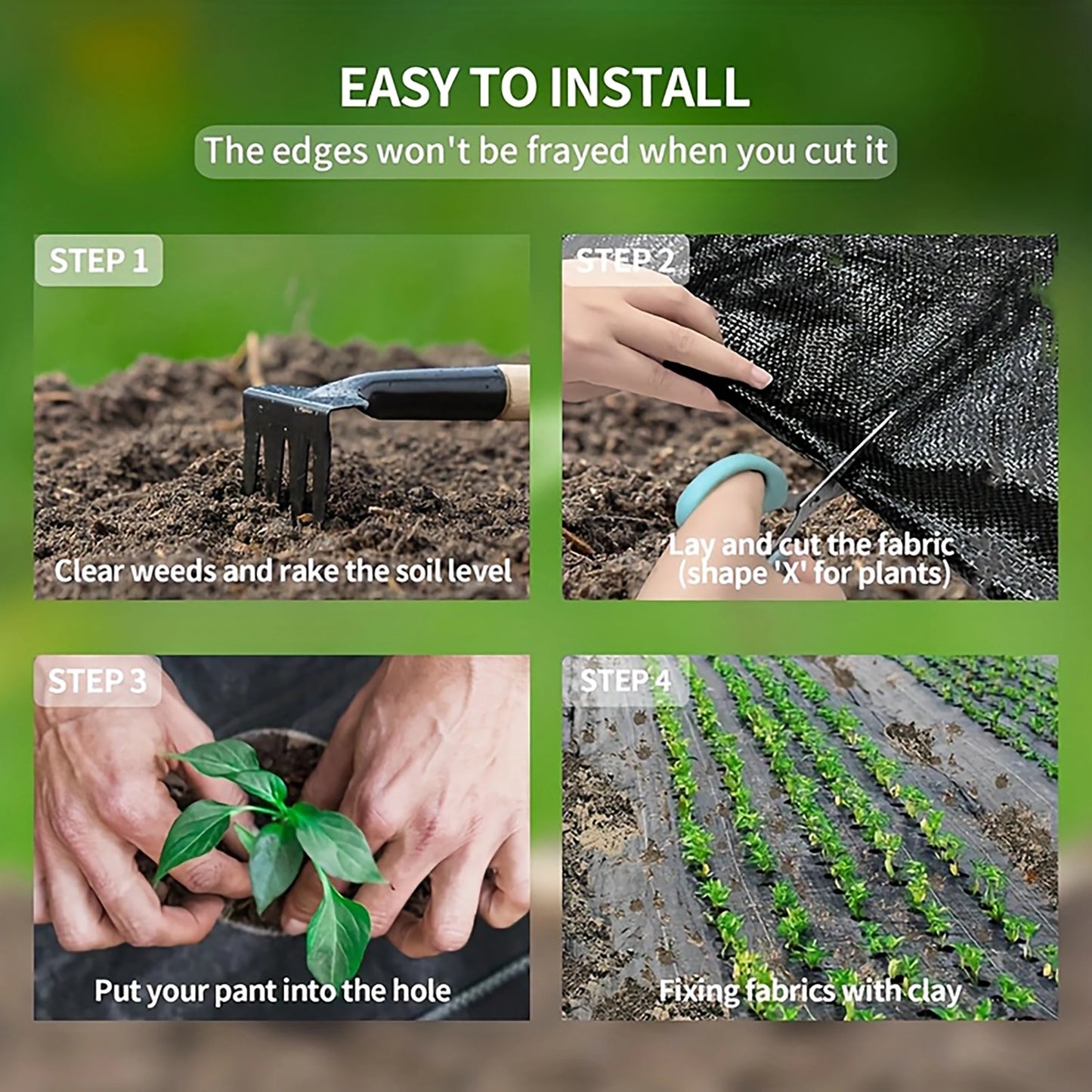 Black Weed Control Cloth with Planting Holes, Suitable for Garden and Yard Use, Vegetable and Fruit Planting, and Weed Control