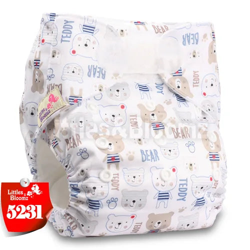 [Littles&Bloomz] Baby Washable Reusable Real Cloth STANDARD Hook-Loop Pocket Nappy Diaper Cover Wrap, suits Birth to Potty