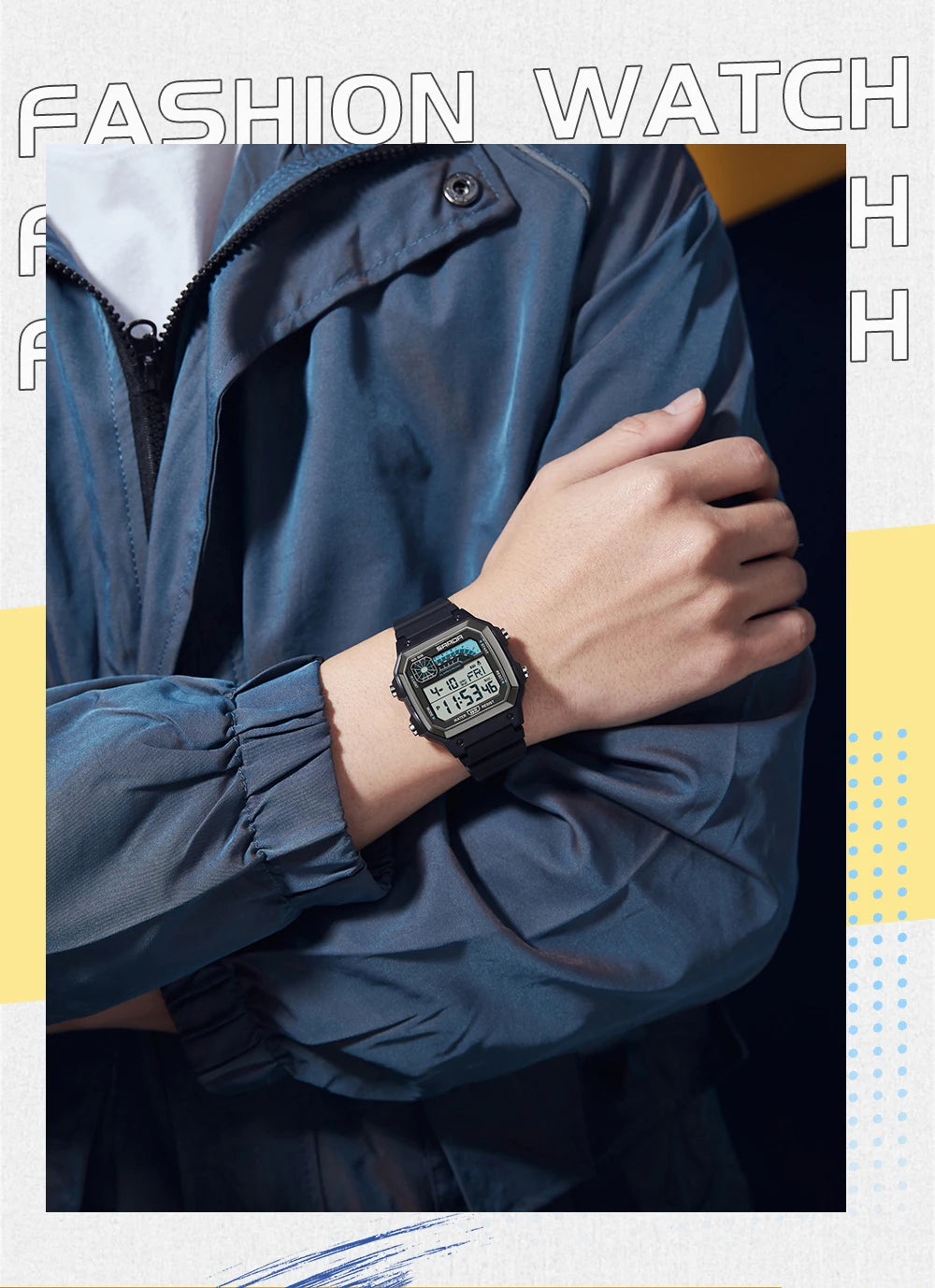 SANDA Outdoor Sport Electronic Watch Men Multifunction Watches Alarm Clock Chrono Waterproof LED Digital Double Time Watch