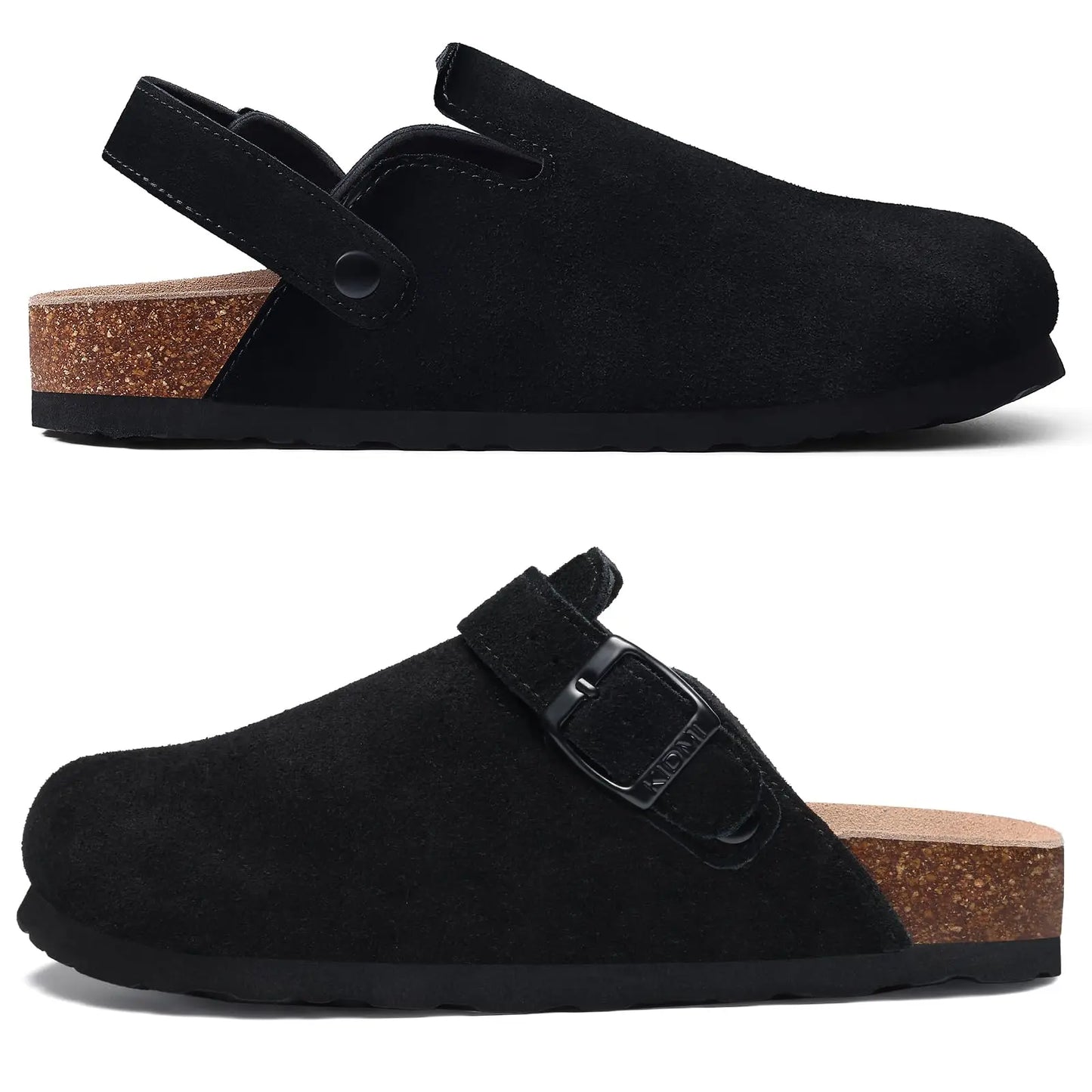Asgard Women's Genuine Leather Clogs Soft Cork Footbed Cow Suede Mules With Adjustable Strap Fashion Comfort Slip on Slippers
