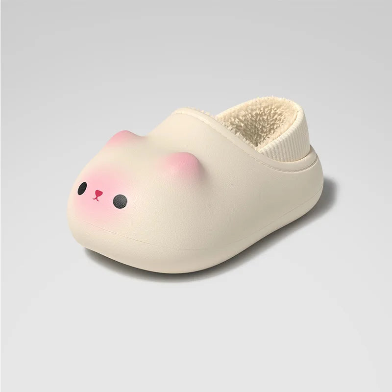 Kawaii Kitty Designer Slippers Women's Bottom Cat Paw Shoes Winter Warm Waterproof Mules Clogs Woman Kitten Home Slipper Adult