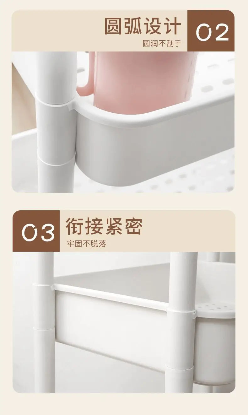 Household Multi-layer Small CartStorage Rack with Wheels To Floor Kitchen Bedroom Bathroom