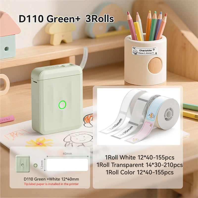 NIIMBOT D110 Upgraded Version Thermal Label Printer Mini Portable Smart Label Maker With Tape for Office Home Kitchen School