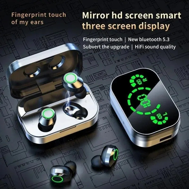 Original YD03 TWS Earphone Flashlight Wireless Headset 9D Noise Reduction New 5.2 Bluetooth Headphone With LED Power Display