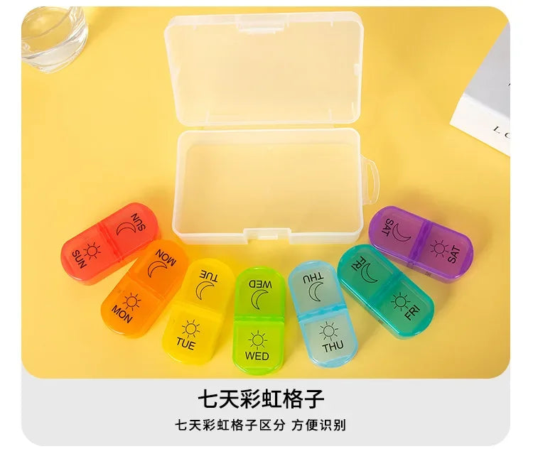1PC Weekly Pill Case Pillbox 7 Days Medicine Tablet Box Portable Travel Drugs Storage Organizer Secret Compartments Pill Box
