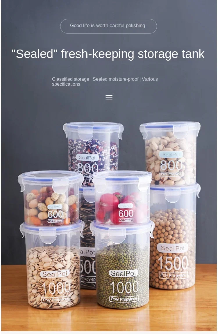 Plastic Sealed Storage Tank Large Capacity Clear Airtight Kitchen Organizer Grain Crisper Have Scale Spice Container Jars New