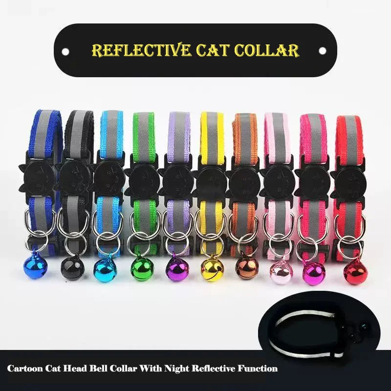 Cat Collar Colors Reflective Breakaway Neck Ring Necklace Bell Pet Products Safety Elastic Adjustable with Soft Material