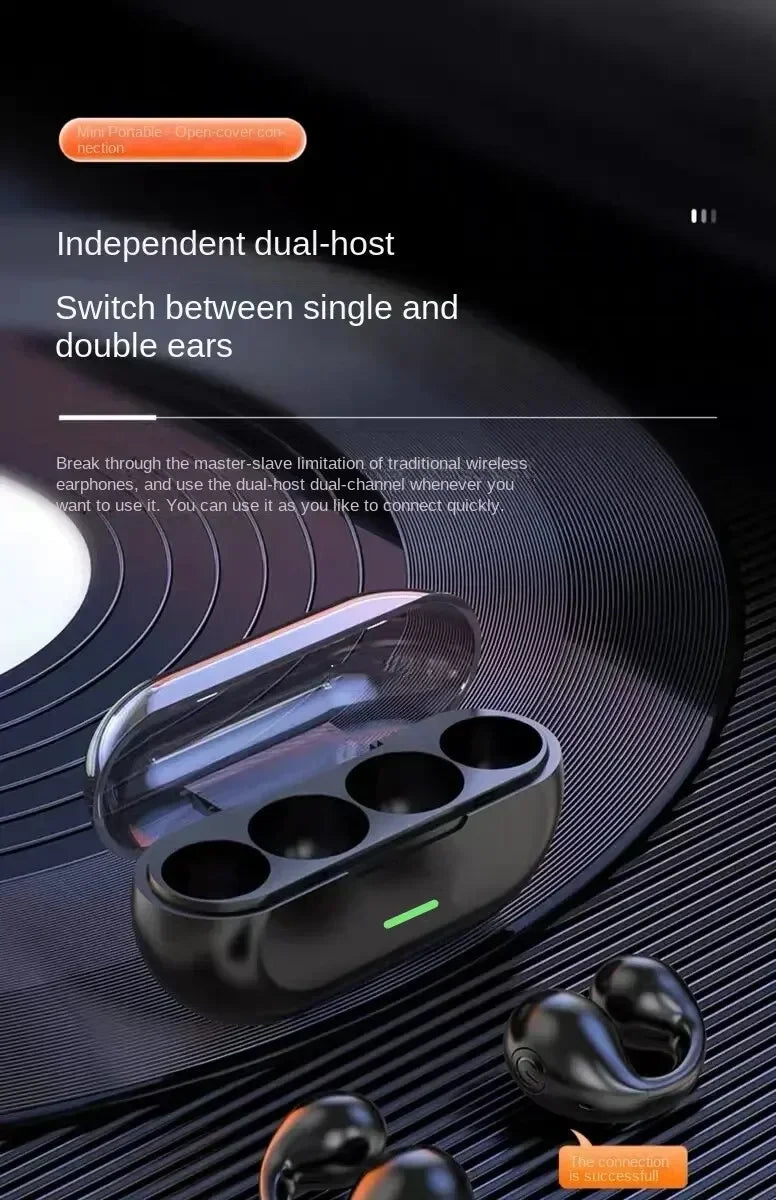 TWS Bluetooth Wireless Headphones Clip Ear Music Noise Canceling Headset HD Call Sports Gaming Earphones for all smartphones