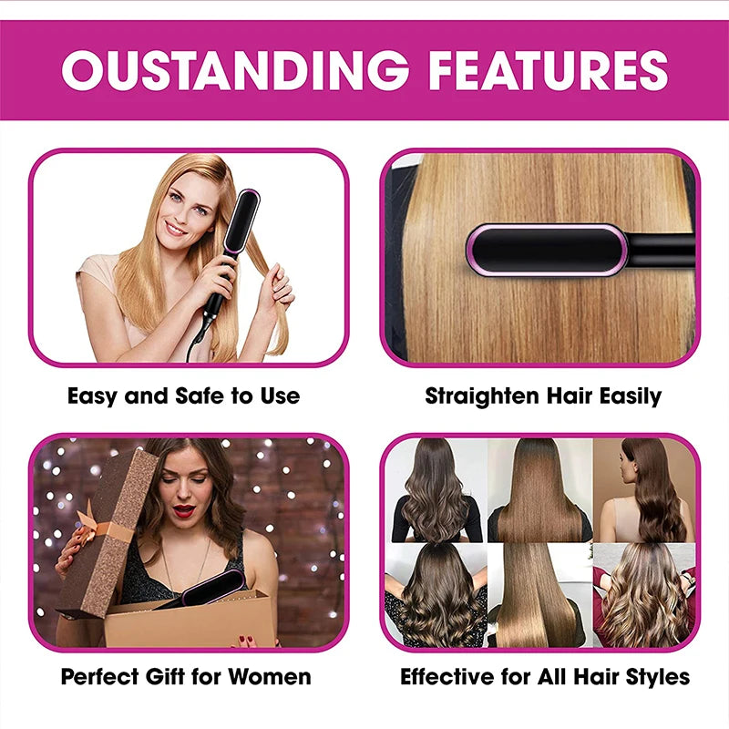 New Dual-Purpose Heated Straightening And Curling Comb With Negative Ions That Won’T Damage Your Hair Hair Straightenercomb