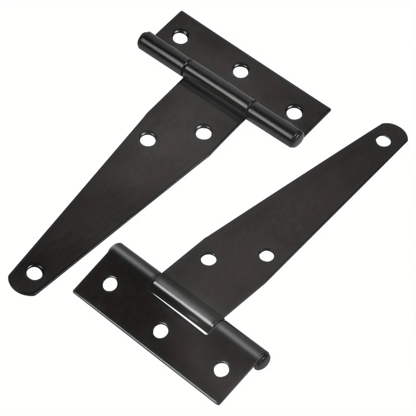 2 Sets Heavy-Duty Black T-Hinge - 4 Inch Metal Tee Hinges with Screws for Shed Doors, Barn Gates & More - Rustproof & Durable
