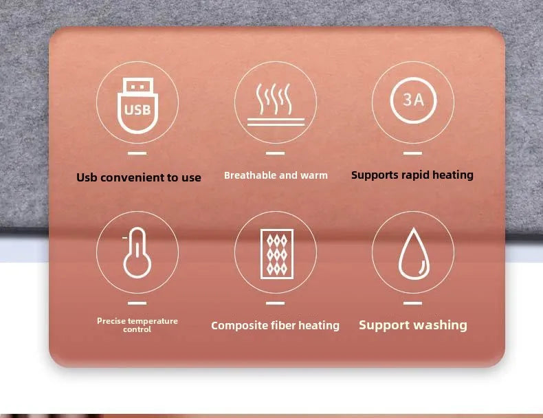 6 Area 10W DC Heated Mat Plush Electric Blanket Single Mattress USB Type-C Interface Portable Washable Office Bedroom Outdoor