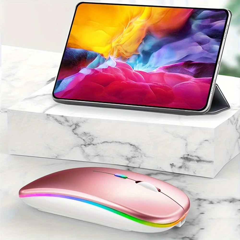 Wireless Mouse Gaming Mouse Backlight USB Compatible RGB Rechargeable Mice Silent Backlit Ergonomic Gaming Mouse for Laptop PC