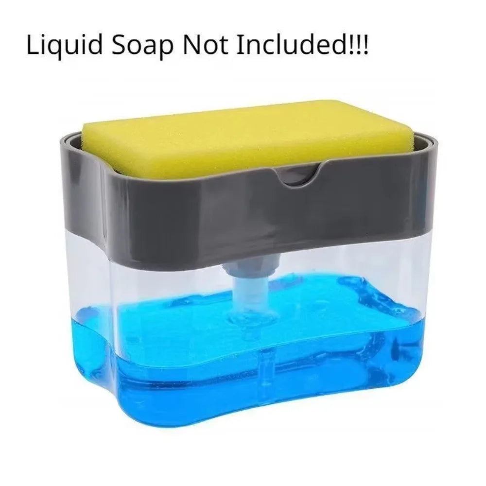Soap Dispenser 2 In 1 Dishwashing Sponge Holder Kitchen Sink Dish Washing Soap Pump Dispenser Sponge Caddy
