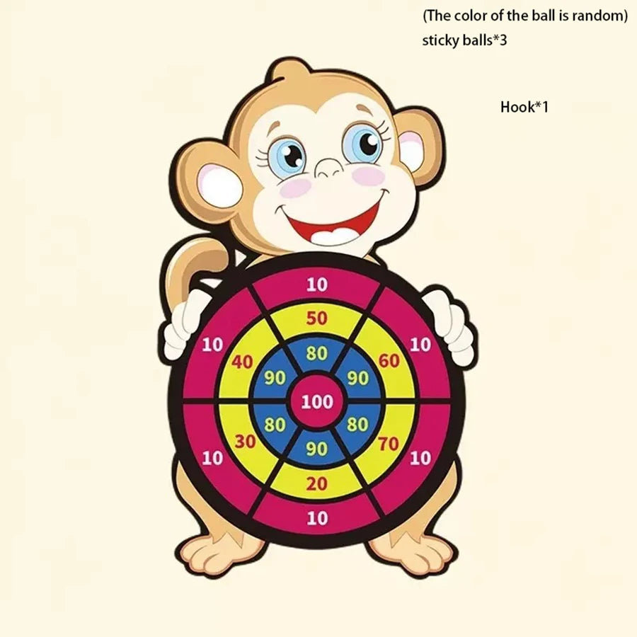 1set- Dart Board for Kids with 3 Sticky Balls Indoor Outdoor Sport Party Games Cartoon Animal Dart Board Toys Christmas Gift