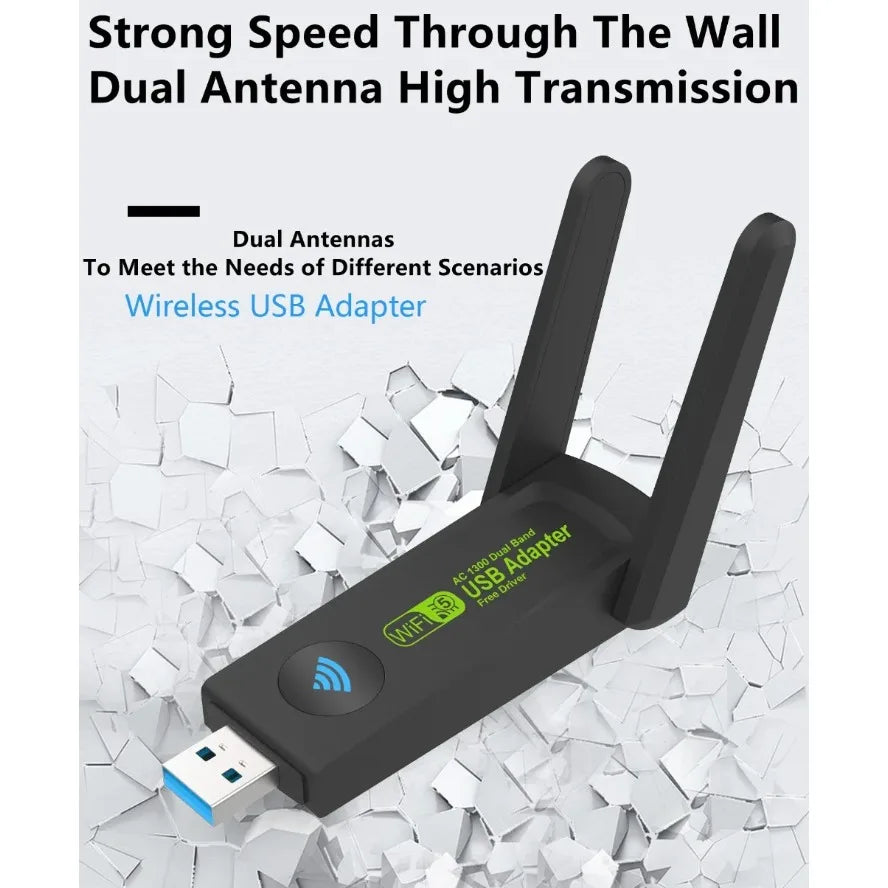 1300Mbps USB3.0 WiFi Adapter Dual Band 2.4G+5Ghz Wireless WiFi Dongle Antenna USB Ethernet Network Card Receiver for PC Desktop