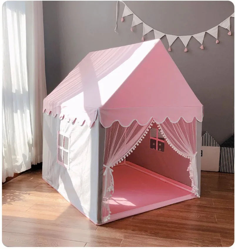 Portable Kids Tent Children's Tent Folding Tipi Baby Play House Large Girls Pink Princess Party Castle Child Room Decor Foldable