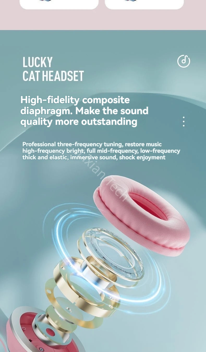 RGB Glow Earphones Wireless Earbuds 5.3 Cat Ear Bluetooth Sports Headphones Bluetooth Mp3 Players Microphone Sale Headset Gamer