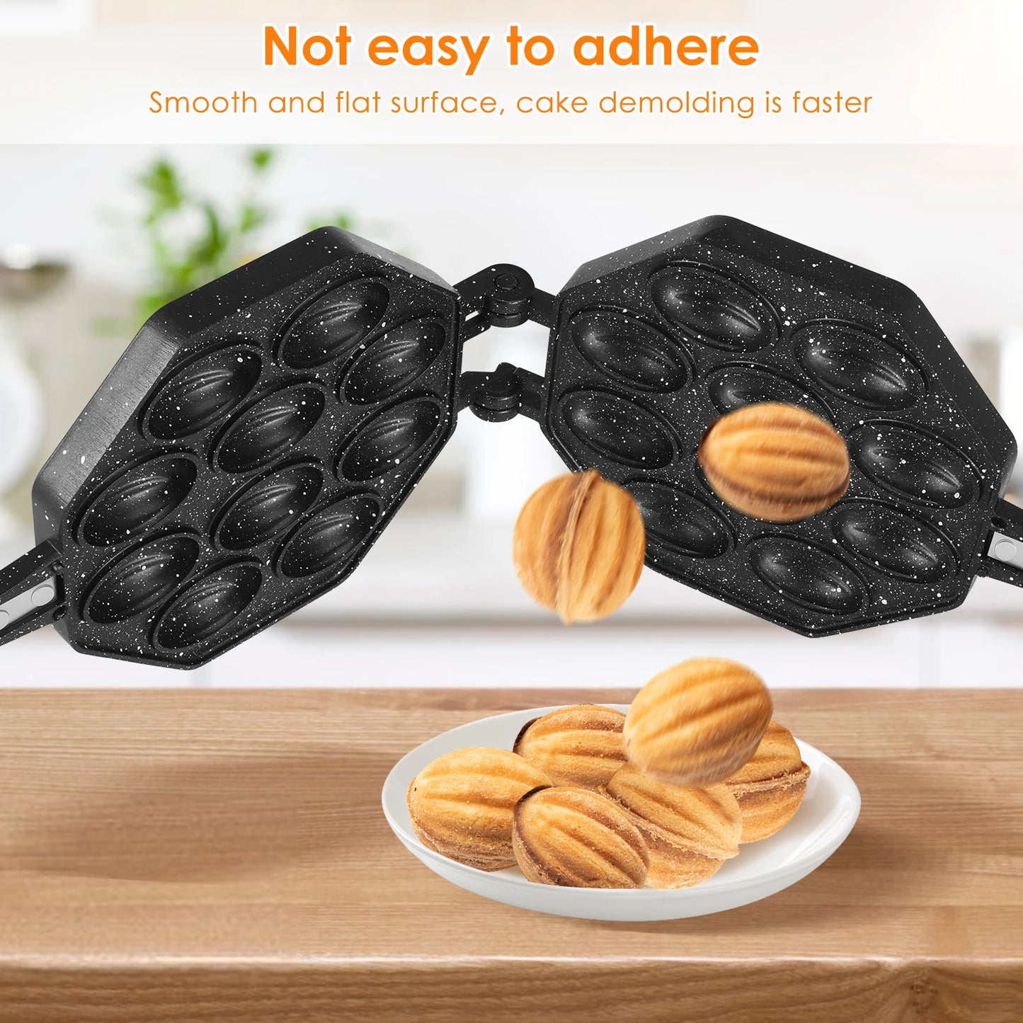 Walnut Cookie Mold Aluminum Alloy Walnut Cookie Maker Mould Nonstick Cook Making Tool with Handle for Baking Kitchen Accessories
