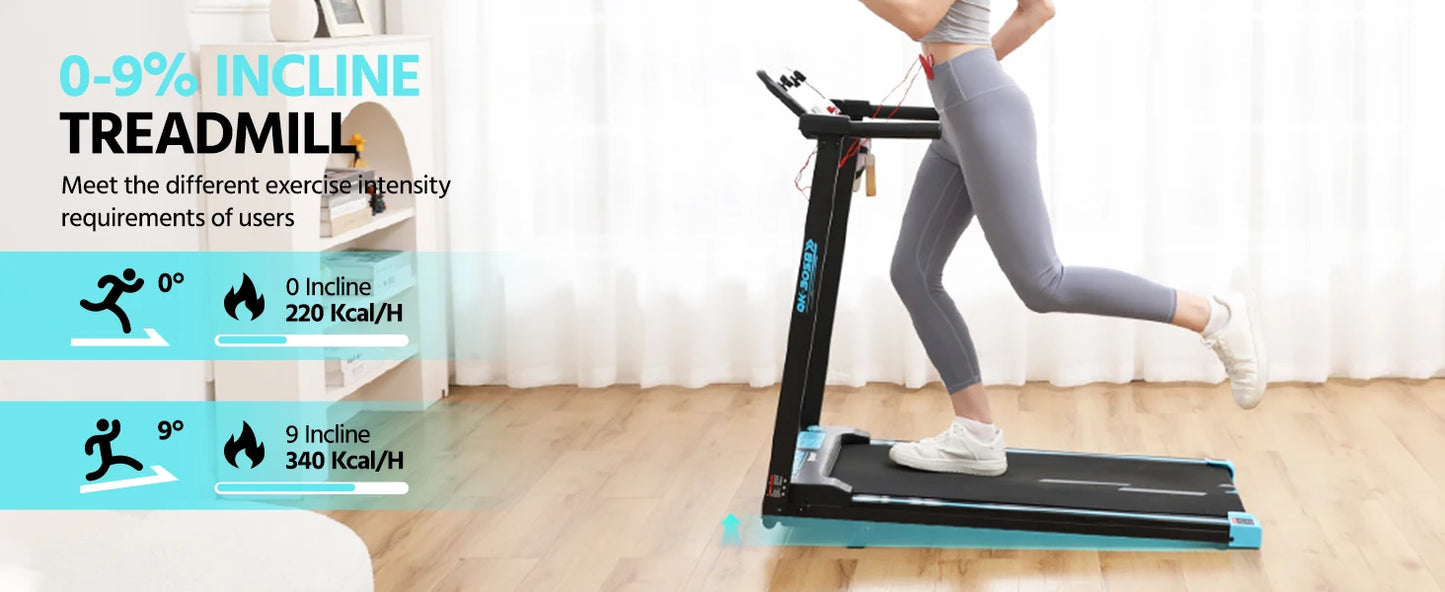 3-in-1 Folding Treadmill Walking Pad, 3.0 HP Quiet Motor, 9% Adjustable Incline, Max 14km/h, LCD Monitor & Safety Warn
