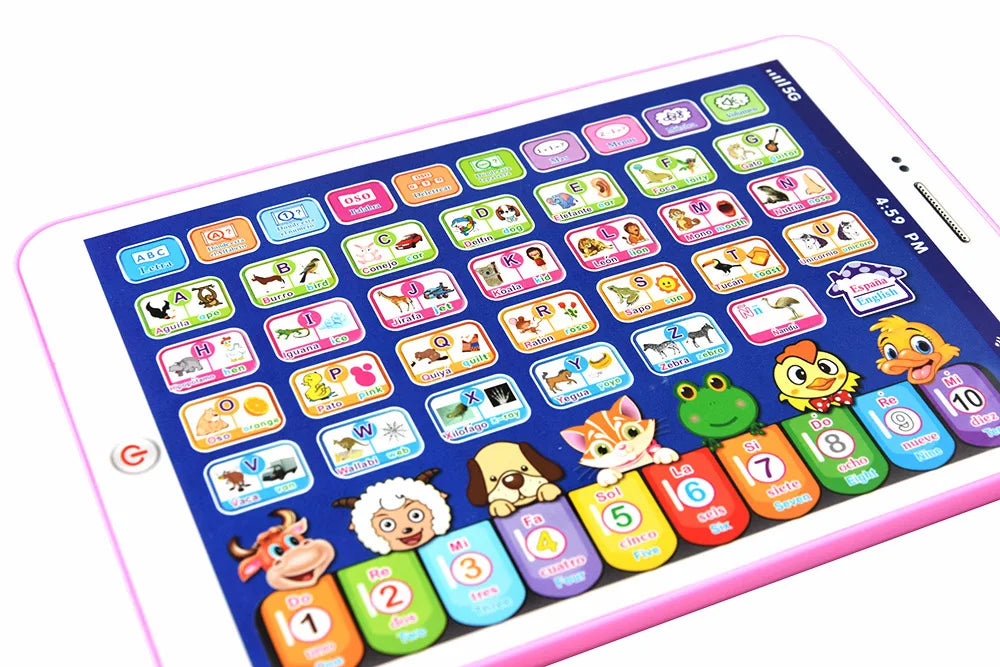 Spanish-English Bilingual Kids Learning Tablet Toy: Educational Interactive Play Toy for Toddlers & Preschoolers Children