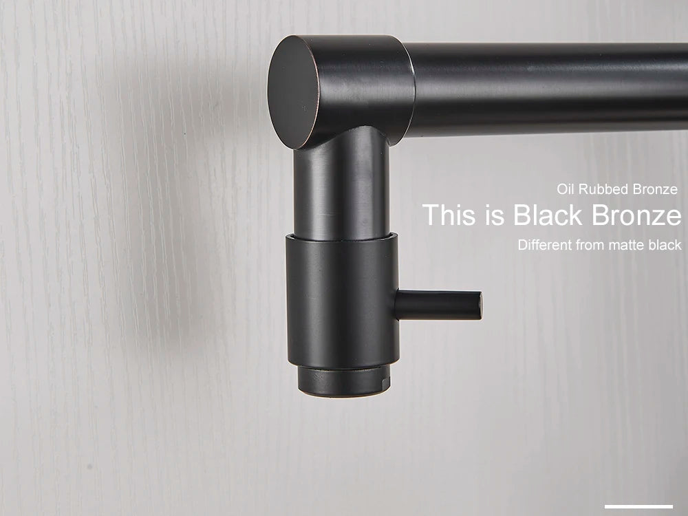Black Pull Down Brass Kitchen Sink Faucet Hot Cold Water Mixer Crane Tap with Dual Spout 360 Rotation High Faucet Deck Mounted