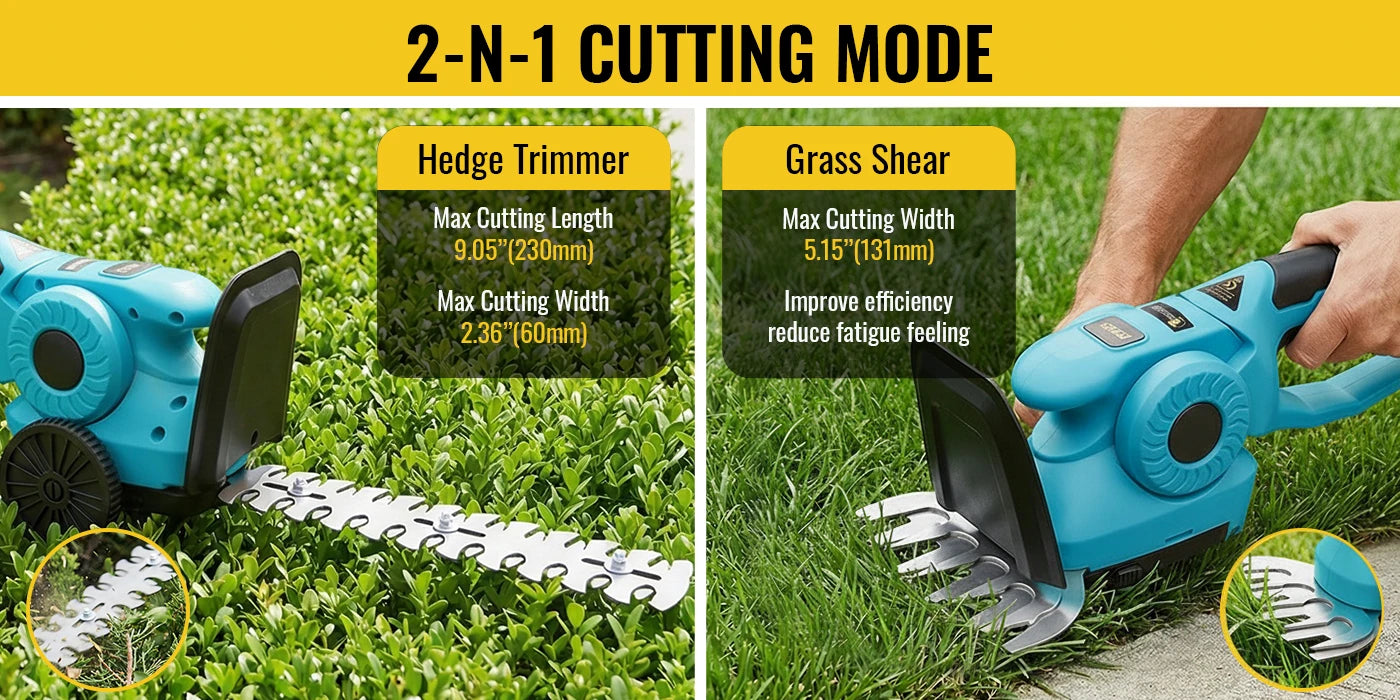 CONENTOOL 2in1 21V Cordless Hedge Trimmer 20000RPM 9 Inch Electric Shrub Pruning Shears Grass Cutter for Makita 18V Battery Pin
