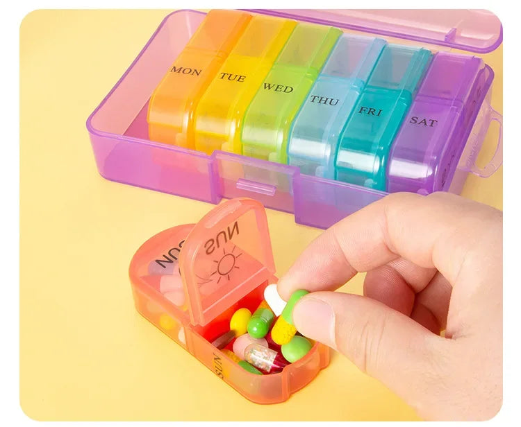 1PC Weekly Pill Case Pillbox 7 Days Medicine Tablet Box Portable Travel Drugs Storage Organizer Secret Compartments Pill Box