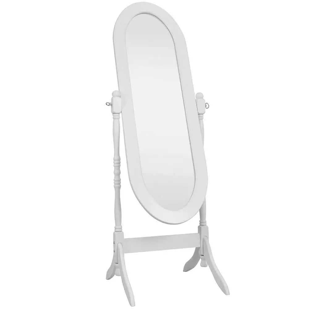 Nishano Cheval Mirror Free Standing Full Length Floor Standing Dressing Mirror Adjustable Bedroom Furniture Wooden, White