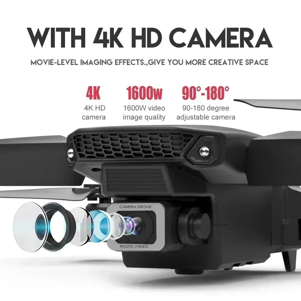 E88 Pro WIFI FPV Drone Wide Angle HD 4K 1080P Camera Height Hold RC Foldable Quadcopter Dron Helicopter Toy Christmas Boy's Gift